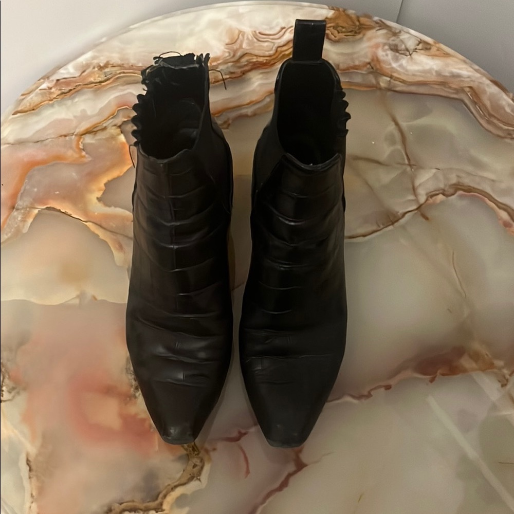 Black Leather Ankle Boots